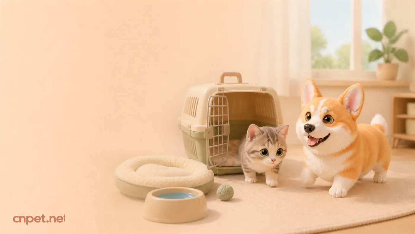 准备好新家资源的猫和狗
